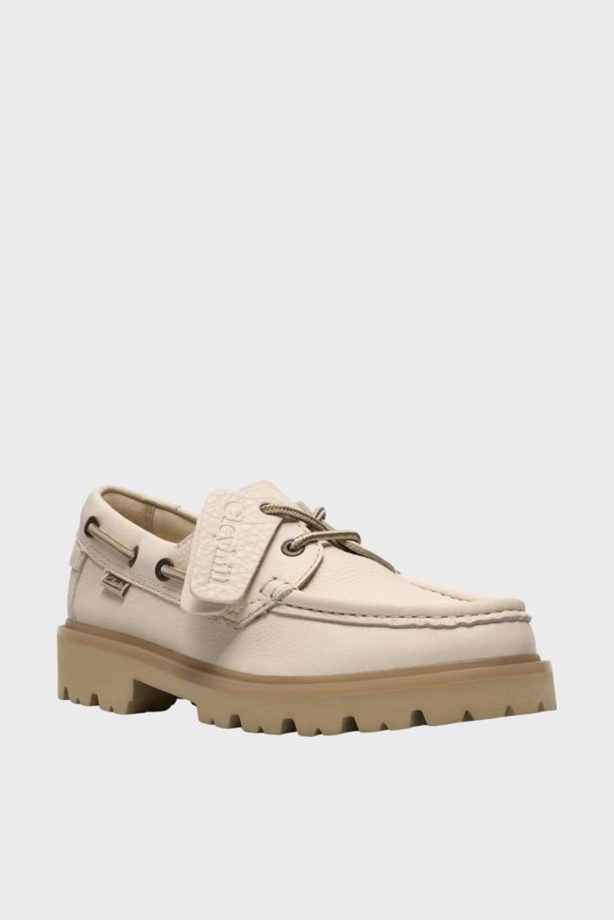 clarks cleyhill boat cream leather 2 new