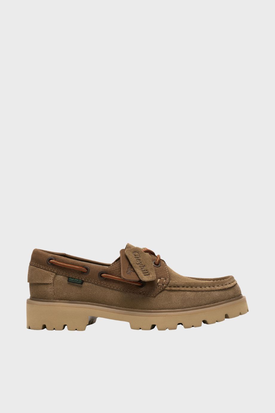 clarks cleyhill boat dark tan suede